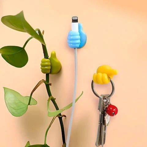 Silicone Thumbs Up Wall Hooks (Cable Organizer & Key Holder)