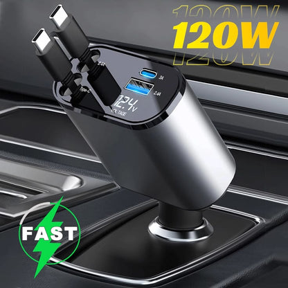 120W Retractable Fast Car Charger